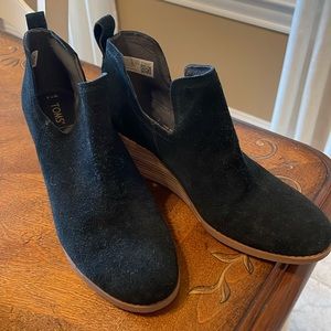 TOMS suede wedge bootie